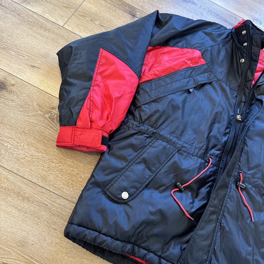 Vintage Marlboro Adventure Parka Puffer Jacket Mens XL Black‎ Red Colorblock 90s - Picture 6 of 9